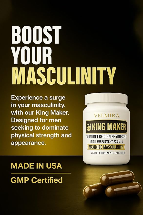 Velmira® King Maker Supplement for Men & Women 13-in-1.Sugar-Free.Energy Support.Muscle Recovery.Health Support- Zinc-Tongkat Ali-Maca-Magnesium-Vitamin D3.Supplement.120 Capsules-(1) kin.Pack of 1