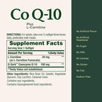 Nature's Bounty CoQ10, Supports Heart Health, 100mg Plus L-Carnitine, 60 Softgels