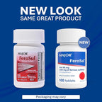 Major FeroSul - Ferrous Sulfate 325 mg Tablets - Iron Supplement for Women and Men - Specially Coated Easy-to-Swallow Tablets - Red - 100 Count (4 Pack)