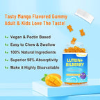 20mg Lutein & Zeaxanthin Gummies with Bilberry, Astaxanthin, Omega 3, Vitamin C, E - Sugar Free Eye Health Supplement for Adults & Kids - Dry Eye Relief, Vision Clarity, Macular Support
