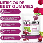 Beet Root Gummies 200mg - 8-in-1 Heart & Circulation Support Supplement - High Potency Beet Chews with Beetroot, Grape Seed, CoQ10, Vitamin C & B12 - Mixed Berry Flavor, Vegan, 90 Count