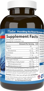 Carlson - The Very Finest Fish Oil, 700 mg Omega-3s, Norwegian Fish Oil, Wild Caught, Sustainably Sourced Fish Oil Capsules, Lemon, 240 Count