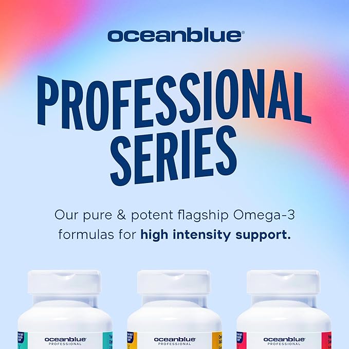 Oceanblue Professional Omega-3 2100 with Vitamin D3 120 ct - 2 Pack Triple Strength Burpless Fish Oil Supplement with High-Potency EPA, DHA, DPA and Vitamin D3 Wild-Caught Orange Flavor