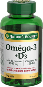 Nature's Bounty Omega-3 + D3 Fish Oil 1200mg / Vitamin D3 1000IU 90 softgels