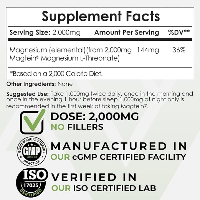 Nootropics Depot Magtein Magnesium L-Threonate Powder | 60 Grams | Mineral Supplement | Natural | Supports Mitochondrial Function, Cognitive Function | Promotes Heart and Cardiosvascular Health