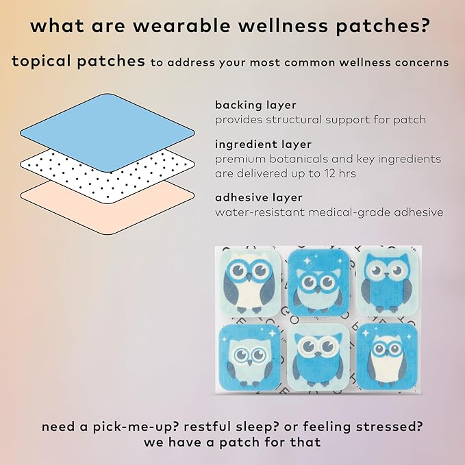 The Good Patch Nite Owl Patch, Natural Sleep Patch Support for Kid Bedtime with Tart Cherry, Chamomile, and Skullcap, Plant Powered, Sustained Release (12 Total Patches)