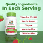MaryRuth Organics Vegan Vitamin D3 + Vitamin B12 Gummies | 2 Month Supply | Supports Bone Health | Immune Support Supplement | Energy Supplements | Methyl B12 Vegan Non-GMO Gluten Free | 60 Servings