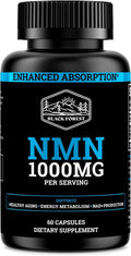 Black Forest NMN Supplements 1000mg (Nicotinamide Mononucleotide) 99% Pure, Stabilized Form, BioPerine® for Enhanced Bioavailability (60 Capsules) (NMN 1000mg per Serving) NAD Supplement for NAD