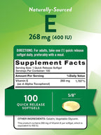 Nature's Truth Vitamin E 400 IU Softgels | 268mg | 100 Count | Non-GMO & Gluten Free Supplement