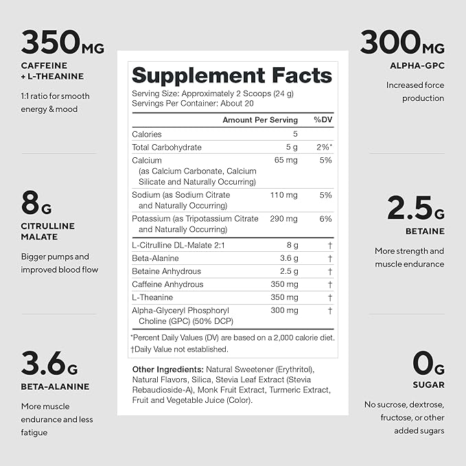 LEGION Pulse Pre Workout - All Natural Nitric Oxide Preworkout Drink to Boost Energy, Creatine Free, Naturally Sweetened, Beta Alanine, Citrulline, Alpha GPC (Blood Orange)