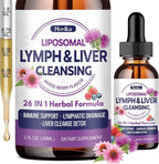 Liposomal Lymphatic Drainage Drops, 26 in 1 Liver Cleanse Detox & Repair with Milk Thistle, Echinacea, Glutathione, Vitamins, Lymph-Liver Cleanse, Gut & Metabolic Health - Mixed Berry Flavor 2 Fl Oz