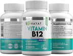 HAYAT Vitamins Vegan Natural Vitamin B12 1000 MCG, Dietary Supplement for Energy Metabolism Support, 2 Month Supply, All Natural, Certified Halal, 60 Tablets, Made in The USA