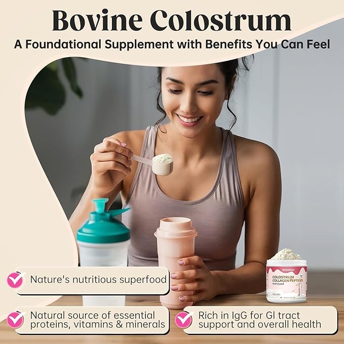Bovine Colostrum Powder with Vitamin B-12, Unflavored, 40 Servings