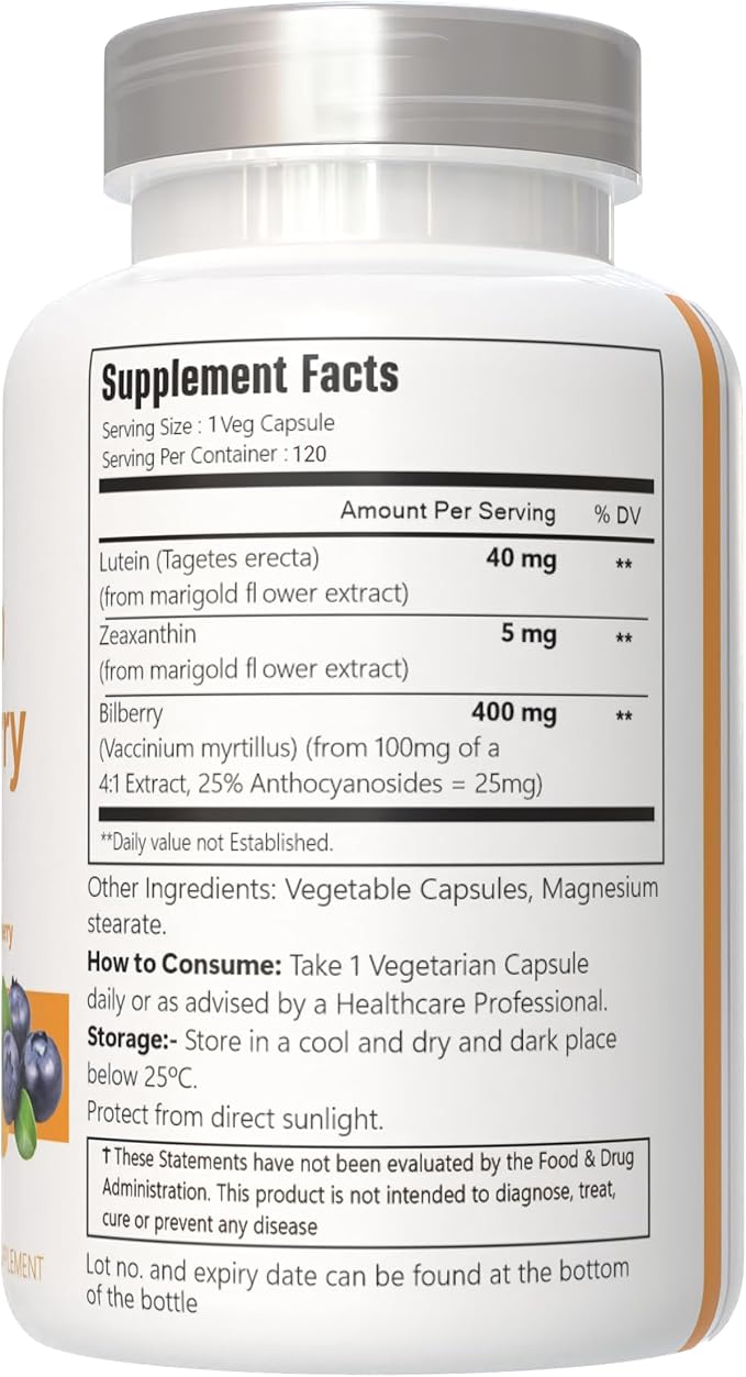 Lutein with Zeaxanthin, Vegan Capsules, 120 Count, 40 mg Lutein + 4 mg Zeaxanthin per Serving, Non-GMO, Gluten-Free