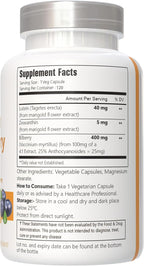Lutein with Zeaxanthin, Vegan Capsules, 120 Count, 40 mg Lutein + 4 mg Zeaxanthin per Serving, Non-GMO, Gluten-Free