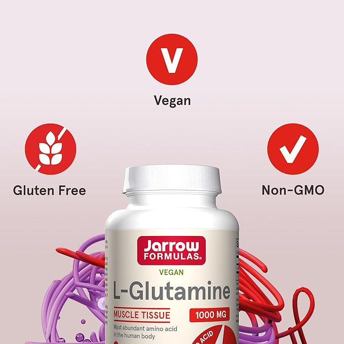 Jarrow Formulas L-Glutamine 1000 mg, Dietary Supplement for Muscle Tissue, Multifunctional Amino Acid, Immune Support , 100 Easy-Solv Tablets, 50-100 Day Supply