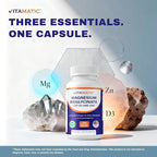 Vitamatic Magnesium (from Bisglycinate & Oxide) with Vitamin D3 & Zinc - 120 Veg Capsules - Supports Muscle, Joint, Nerve & Heart Health – Non-GMO, Gluten-Free
