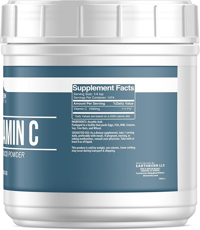 Earthborn Elements Vitamin C Powder 3.25 lb, Ascorbic Acid, Dietary Supplement