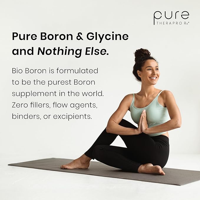 Pure TheraPro Rx Bio Boron 10mg, 3 Months Supply - Bororganic Glycine Boron for Men & Women - Premium Formula for Bone Health, Joint Flexibility, Cardiovascular Function & Immunity Support