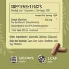 HERBAMAMA Pine Bark Extract Capsules - 400mg French Maritime Pine Bark Extract Powder for Antioxidant Support - Vegan, Non-GMO Pinus Pinaster Supplement