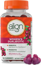 Align Probiotic, Women's Dualbiotic, Womens Probiotic Gummies, Prebiotics and Probiotics for Women, with Cranberry for Urinary Tract Health*, Cranberry Flavor, 50 Gummies