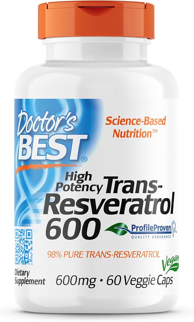 Doctor's BEST Trans-Resveratrol 600 mg 60 Count & Fisetin with Novusetin 100 mg 30 Count