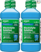 Amazon Basic Care Electrolyte Solution Advantage Care with PreVital Prebiotics, Blue Raspberry, Designed to Help Prevent Dehydration, Replaces Electrolytes, Fluid and Zinc, 33.8 fl oz (Pack of 2)