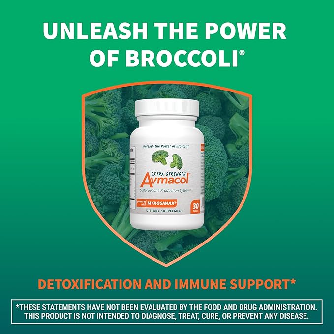 Nutramax Laboratories Avmacol Extra Strength #1 Researched Sulforaphane-Producing Brand for Detoxification with Glucoraphanin and Active Myrosinase, Immune Health, Adults & Children, 30 Tablets