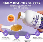 Potassium Magnesium Supplement Liquid - High Absorption Calm Magnesium Complex & Potassium Plus Calcium, Vitamin D3, Zinc for Bone & Energy & Immune Support - 16 Fl oz