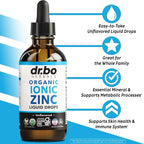 Zinc Supplements Liquid Drops Organic - Pure Organic Ionic Liquid Zinc Supplement Drops for Kids, Adults, Women & Men - Vegan, Skin Immune Support Supplements for Toddler Kids, Adults, Women, Men 4 Oz