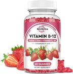 Vitamin B12 Gummies - 5000 mcg Methylcobalamin with Iron, Vitamin C, D3 & Folate, Energy Support and Metabolism, Immune, B-12 Complex Chewable Supplement for Men & Women,Strawberry Flavor