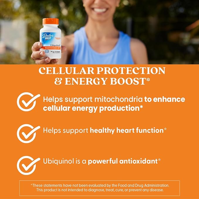 Doctor's Best Kaneka Ubiquinol 100 mg Supplement for Men & Women - Reduced Form CoQ10, Coenzyme Q10 100mg for Antioxidant & Heart Health Support, Non GMO, Gluten Free, Soy Free - 60 Softgels
