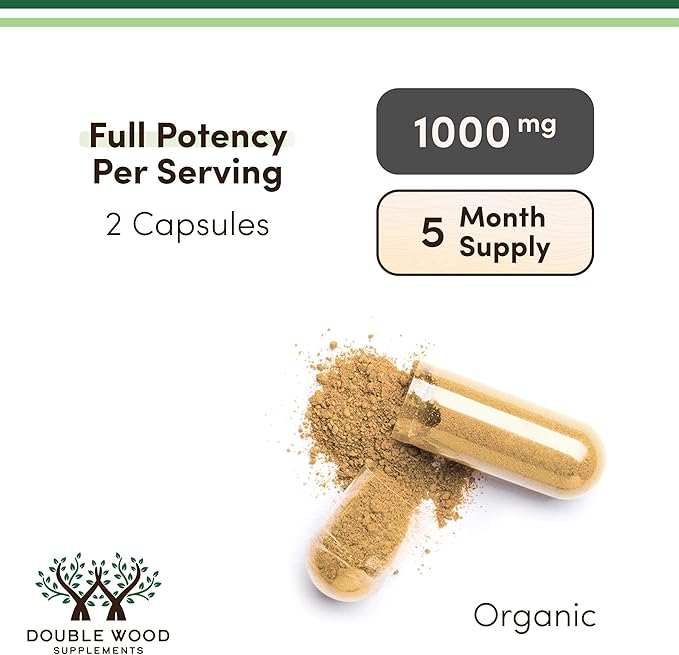 Organic Lions Mane Mushroom Capsules (300 Count), for Focus Support and Immune Health, Third Party Tested and Grown in The USA - by Double Wood