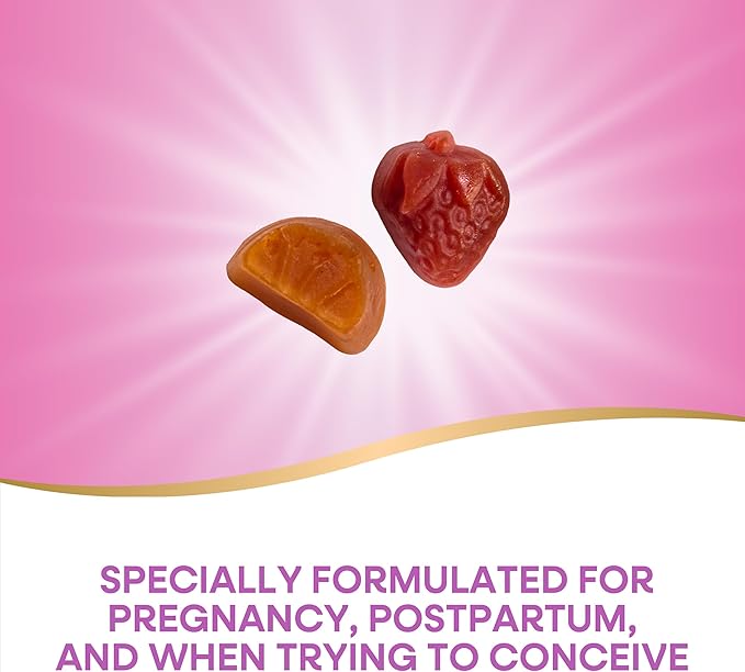 Nature’s Way Alive! Gummy Prenatal Vitamins, Prenatal Multivitamin Supplement with Plant-Based DHA for Brain & Eye Development*, Vegetarian Orange Raspberry Lemonade Flavored, 90 Gummies