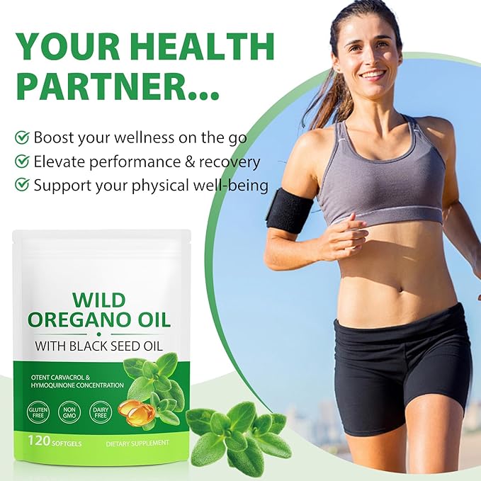 WHLH & WELL-BEING Oil of Oregano with Black Seed Oil Softgels, Oregano Oil Capsules, Non-GMO, Gluten Free, 240