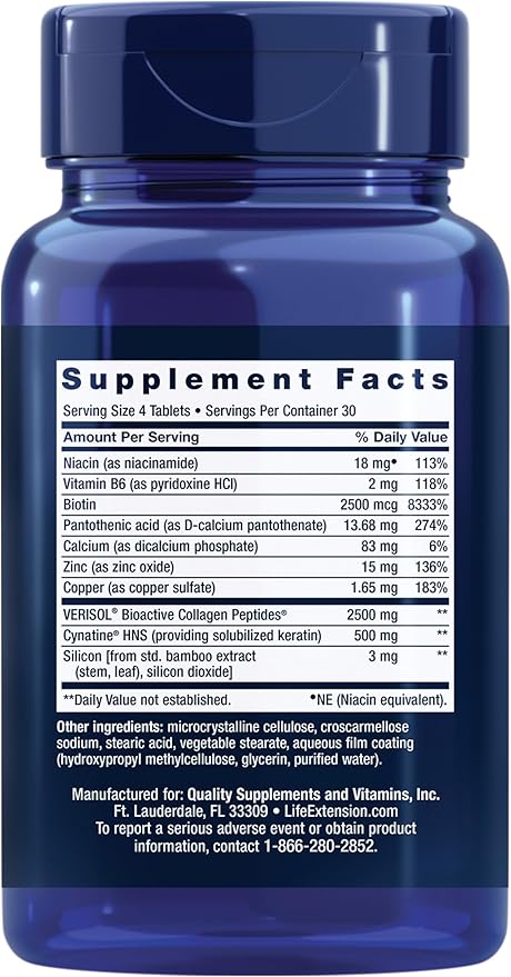 Life Extension Hair,Skin,& Nails- Collagen Plus,120 Count (Pack of 2)