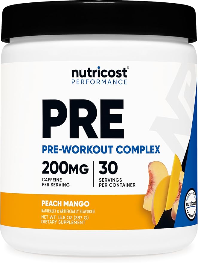 Nutricost Pre-Workout Complex Powder (30 Servings, Peach Mango) - Pre-Workout Supplement with Beta-Alanine, Taurine & Amino Acids