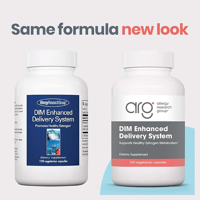 ARG DIM Enhanced Delivery System - Supports Estrogen Metabolism - Delivers 300 mg Bioavailable Diindolylmethane Complex - Vegetarian & Soy-Free - 30 Servings - 120 Capsules