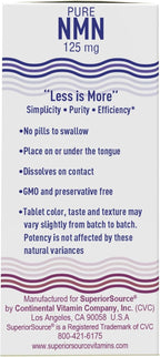 Superior Source Stabilized NMN (Nicotinamide Mononucleotide) 125 mg, Quick Dissolve Sublingual Tablets, 60 Ct, GMP Third Party Tested, Boost NAD+ & Cellular Energy Metabolism, Healthy Aging, Non-GMO