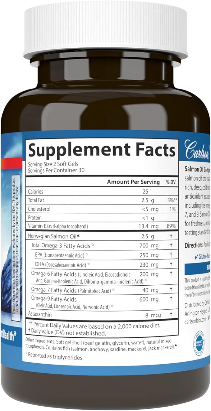 Carlson Labs Salmon Oil Complete Soft Gels, 60 Count