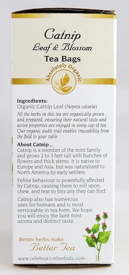 Celebration Herbals Organic Catnip Leaf and Blossom Tea Caffeine Free -- 24 Herbal Tea Bags