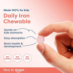 Hiya Iron+ Supplements for Kids - High Absorption Iron Supplement - Delicious Strawberry Flavor & Easy on Children's Stomach - No Added Sugar & Third Party Tested - 60 Day Refill Supply for Toddlers