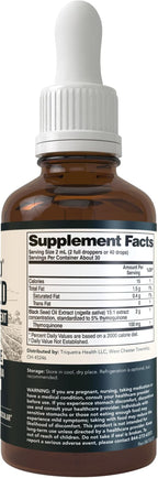 Black Seed Oil Liquid | 5% Thymoquinone - TQ-Advanced® | High Potency - 100 mg per Serving - 15:1 Concentrate from Nigella Sativa Extract, Raw Form, Vegan Formula, Glass Bottle (30 Servings)