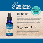 Birth Song Botanicals Good Night Herbal Sleep Tincture with Valerian and Passionflower, Natural Sleep, Stress, and Relaxation Support Supplement Adults, 1oz Bottle