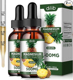 (2 Pack) Magnesium Glycinate Supplement, Liquid Magnesium Glycinate Liquid Drops 500mg-Support Stress Relief, Relaxation, Mood, Sleep, Bone & Muscle-4 Fl Oz, Vegan, Pineapple Flavor