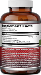 Amazing Formulas Tart Cherry 700 Mg | Standardized 10:1 Extract | 200 Capsules | 7000mg Equivalent | Non-GMO | Gluten-Free | Made in USA