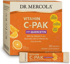 Dr. Mercola Vitamin C-PAK with Quercetin - Daily Immune Support Drink - Zinc & Vitamin D3 Blend - Gluten-Free - Effervescent Orange Flavor - 30 Packets