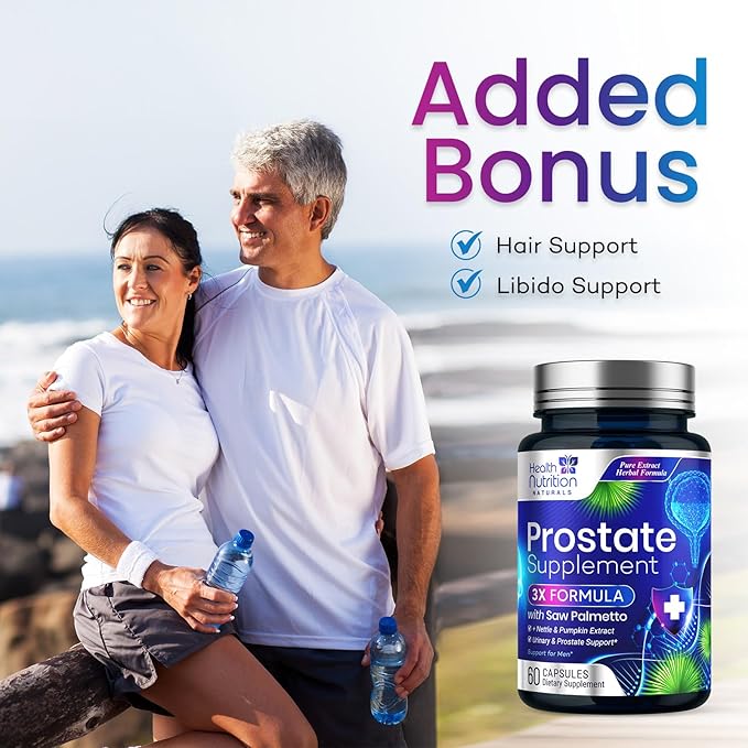 Prostate Health Supplements for Men - 3X Strength with Saw Palmetto Blend Stinging Nettle Root & Pumpkin Seed Support Complex - Supports Bathroom Trips Prostate & Urinary Health - 60 Capsules