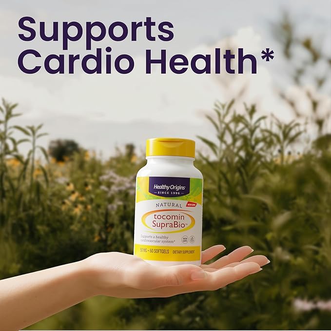 Healthy Origins Tocomin SupraBio (Tocotrienols), 50 mg - Supports Heart Health & Cardiovascular System - Tocotrienol & Vitamin E Supplement - Gluten-Free Skin Support - 60 Softgels