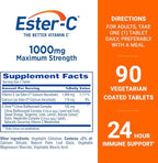 Ester-C Vitamin C, 1,000 mg, 90 Coated Tablets